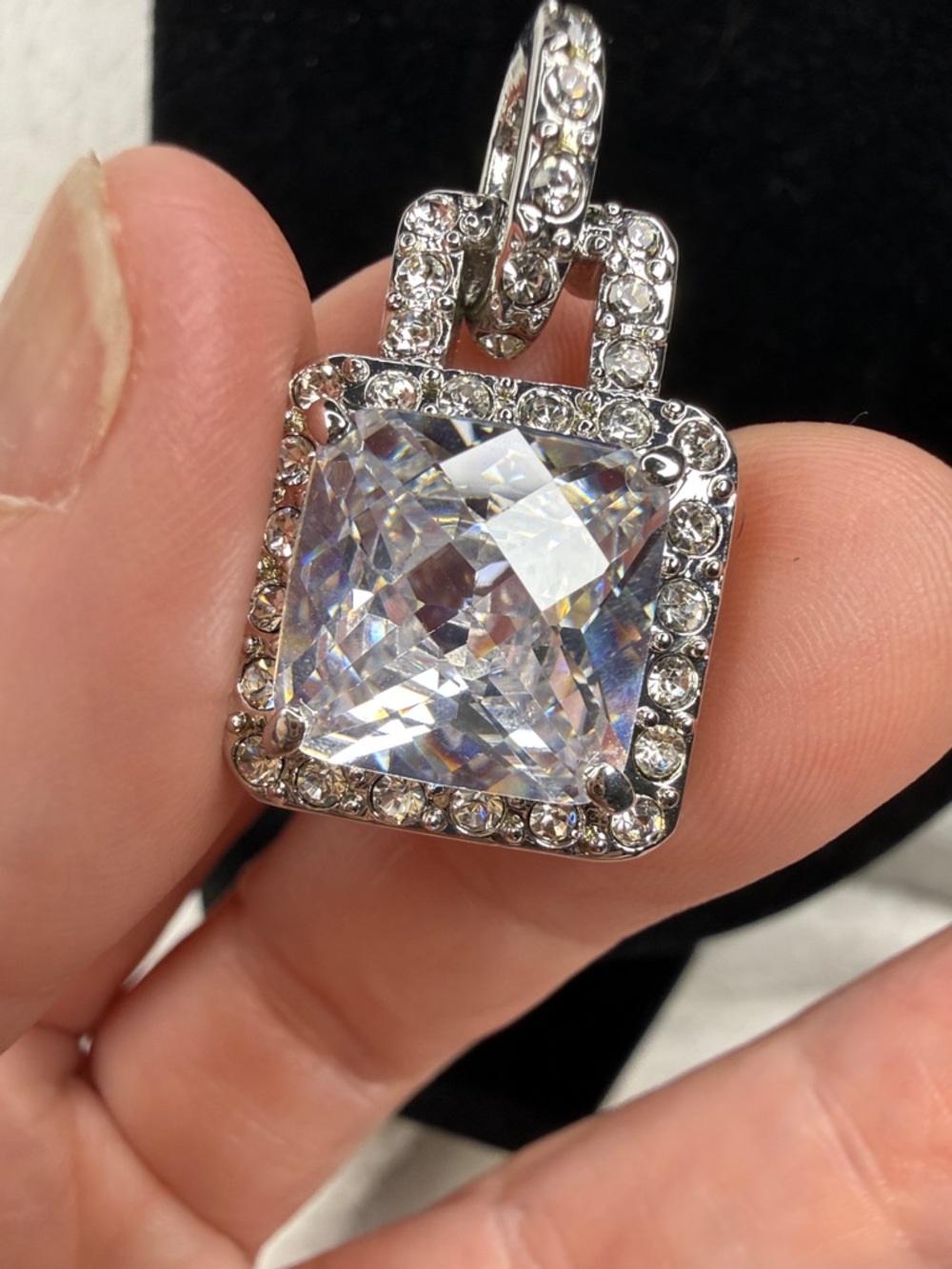Swarovski 9ct square locket style pendant